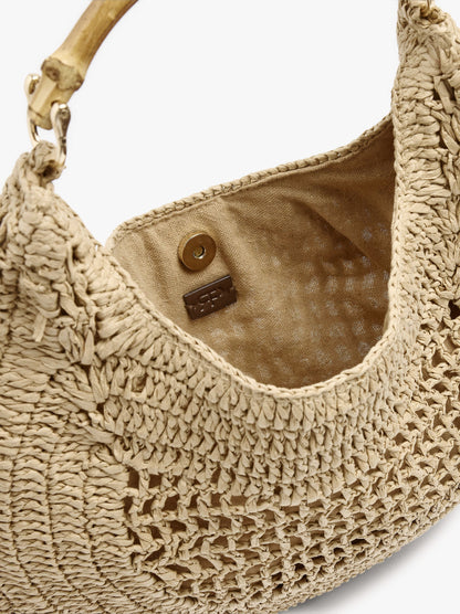 Hobo Bag Paper Straw With Bamboo