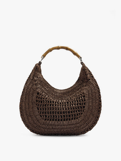 Hobo Bag Paper Straw With Bamboo