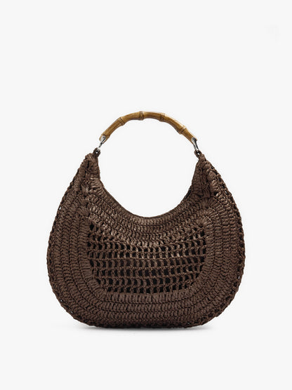 Hobo Bag Paper Straw With Bamboo