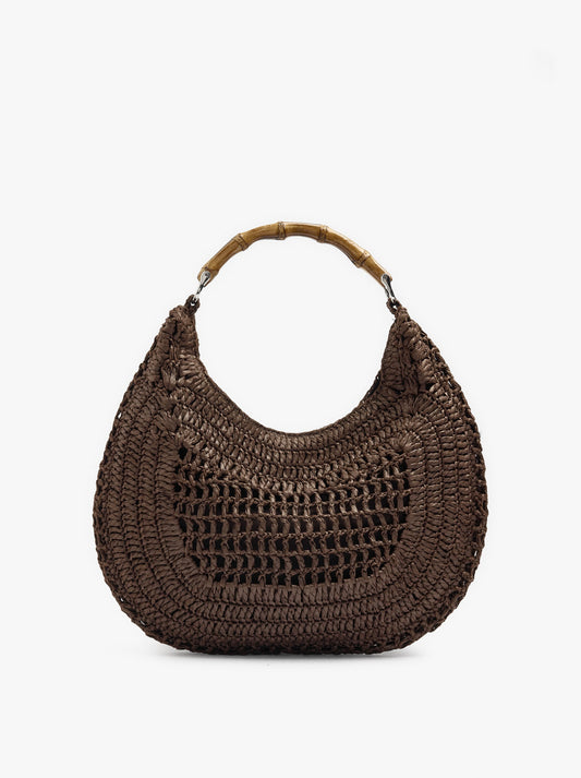 Hobo Bag Paper Straw With Bamboo