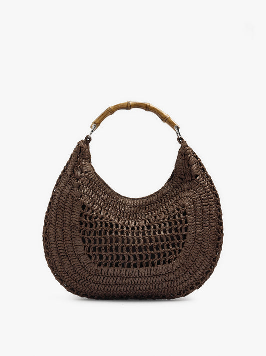 Hobo Bag Paper Straw With Bamboo