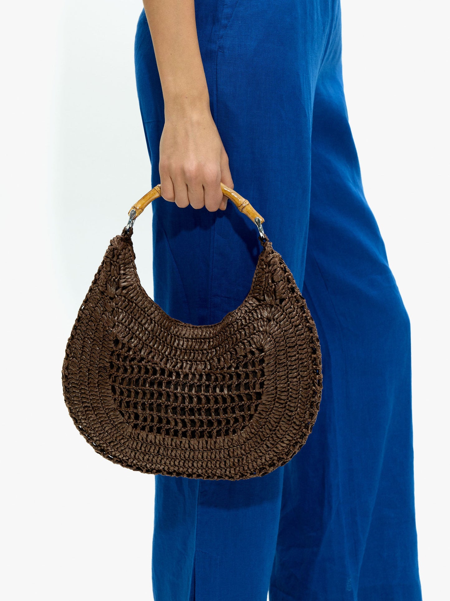 Hobo Bag Paper Straw With Bamboo