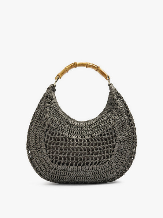 Hobo Bag Paper Straw With Bamboo
