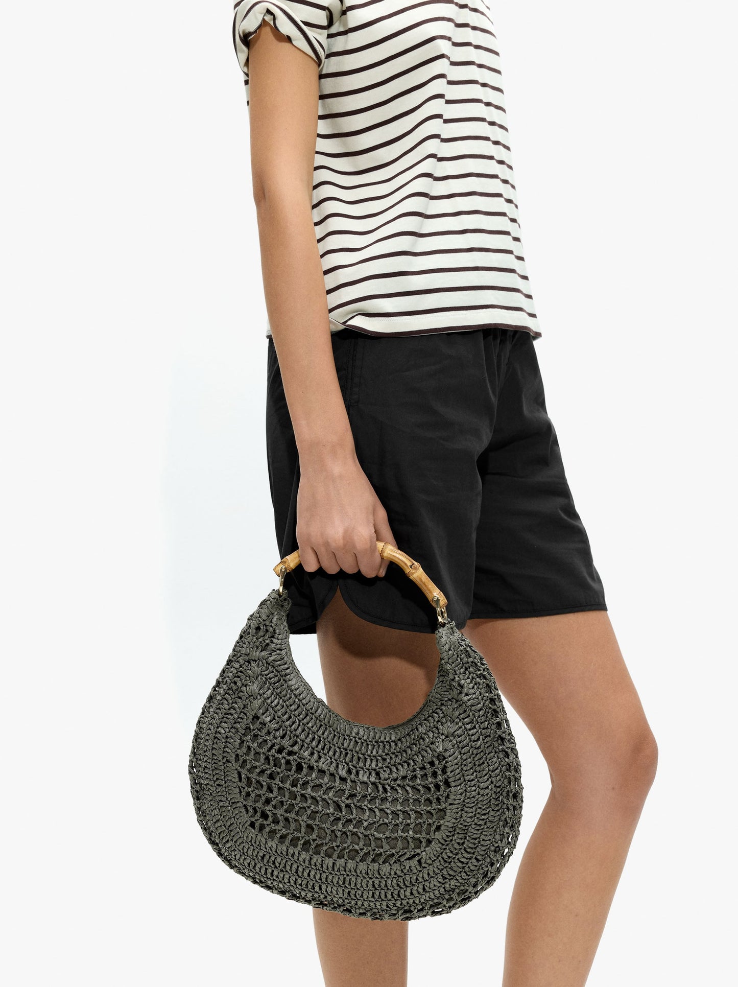 Hobo Bag Paper Straw With Bamboo