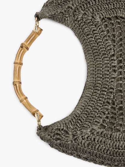Hobo Bag Paper Straw With Bamboo