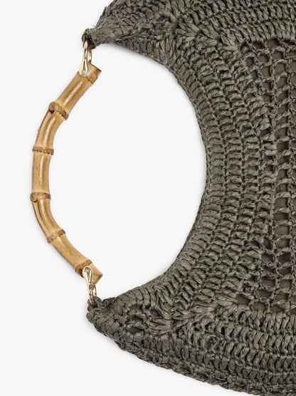 Hobo Bag Paper Straw With Bamboo