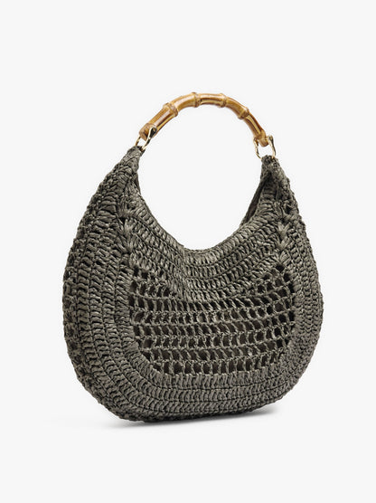 Hobo Bag Paper Straw With Bamboo