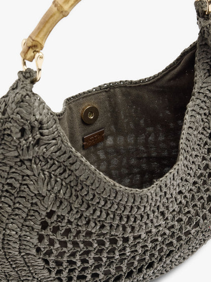 Hobo Bag Paper Straw With Bamboo