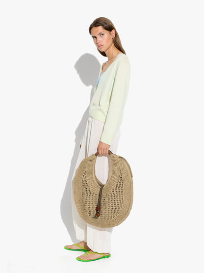 Handbag Rounded With Paper Straw Effect L