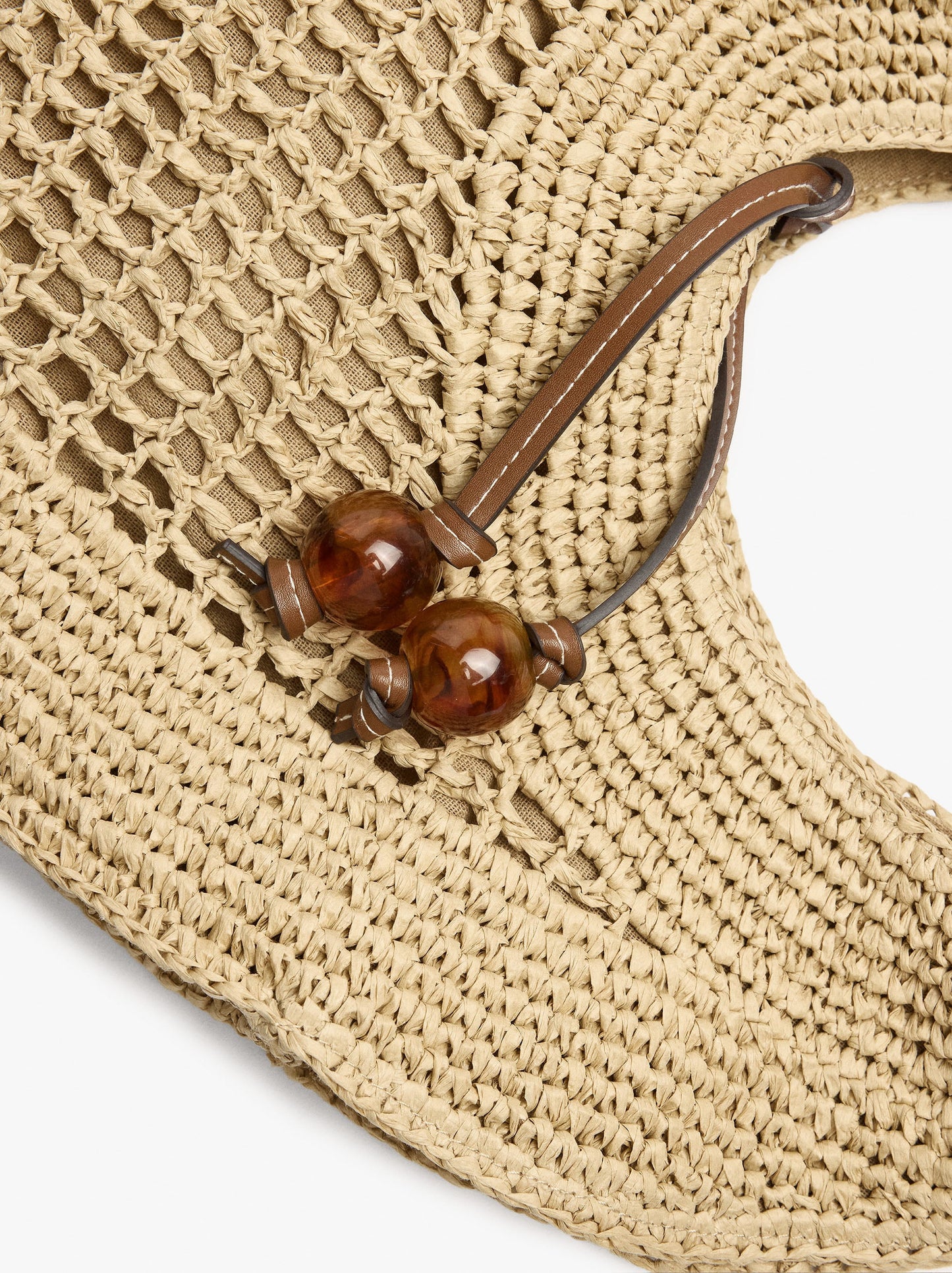 Handbag Rounded With Paper Straw Effect L
