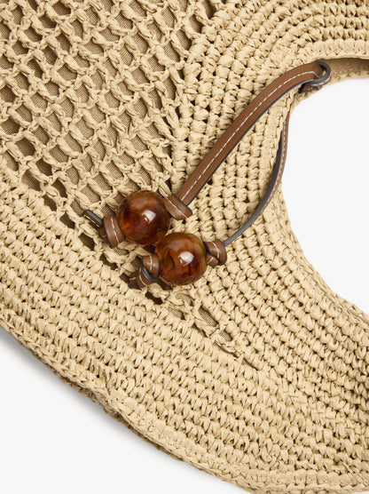 Handbag Rounded With Paper Straw Effect L