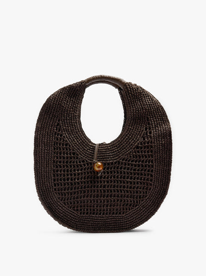 Handbag Rounded With Paper Straw Effect L