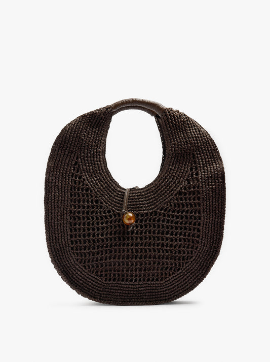 Handbag Rounded With Paper Straw Effect L