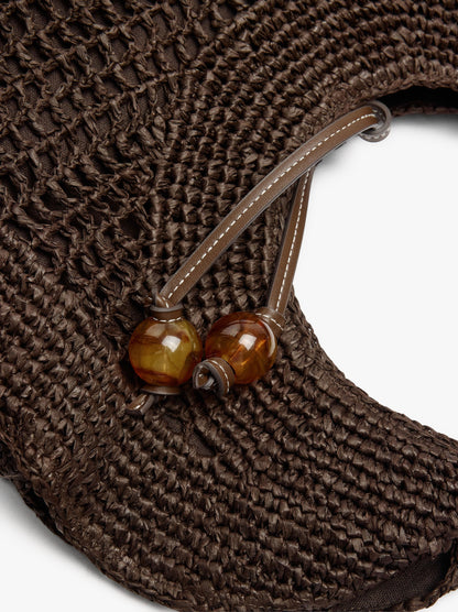 Handbag Rounded With Paper Straw Effect L