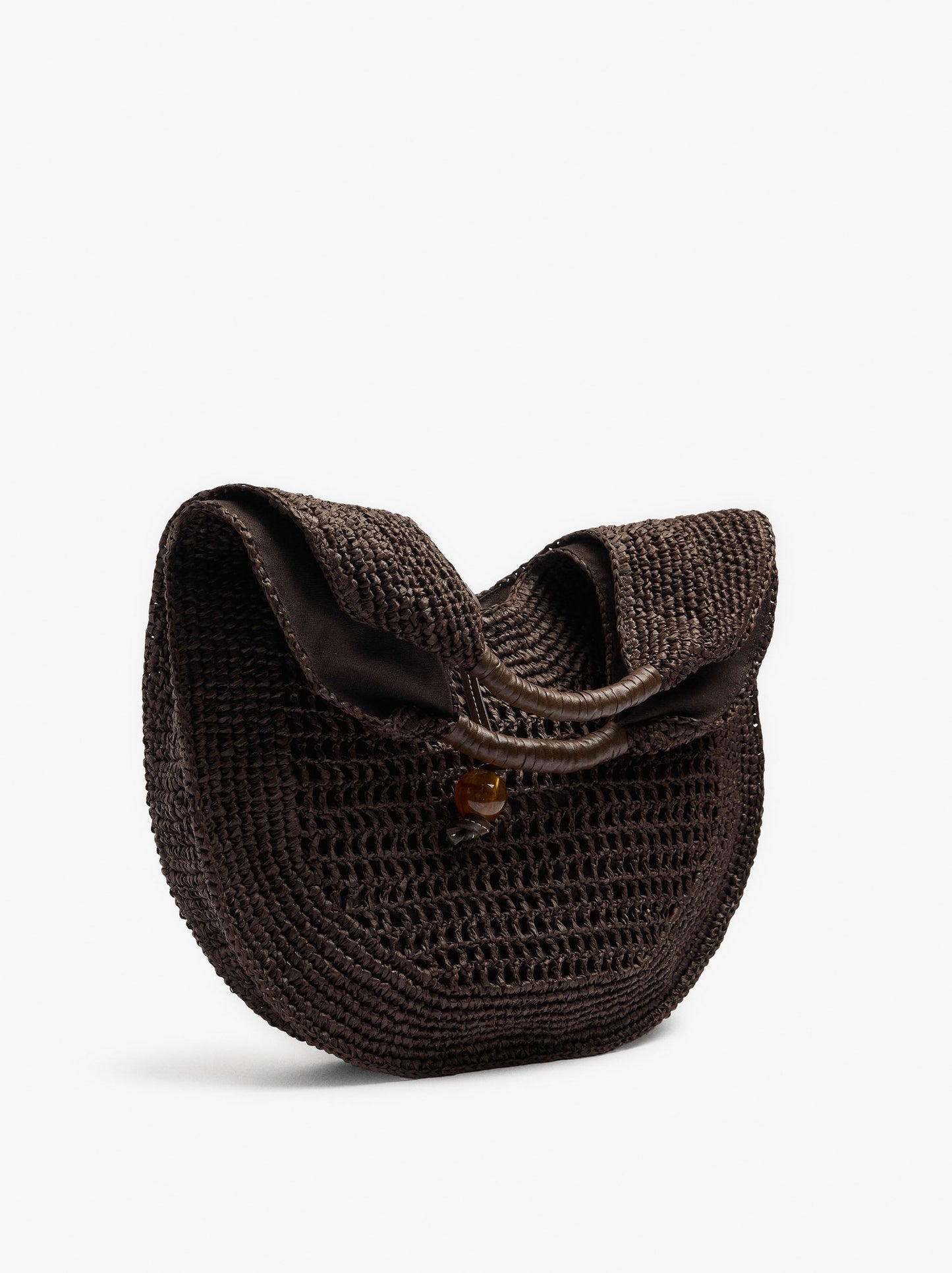 Handbag Rounded With Paper Straw Effect L