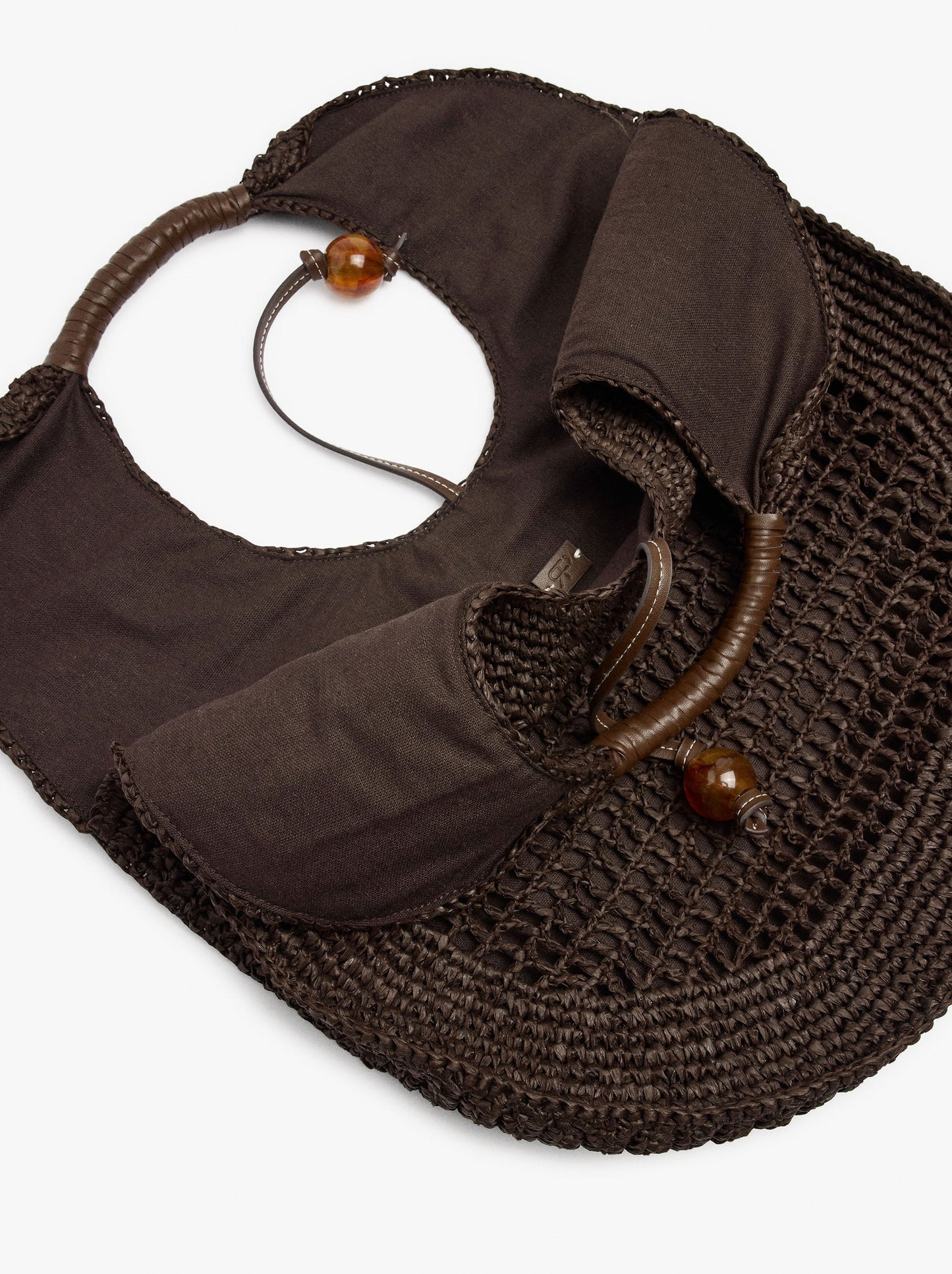 Handbag Rounded With Paper Straw Effect L