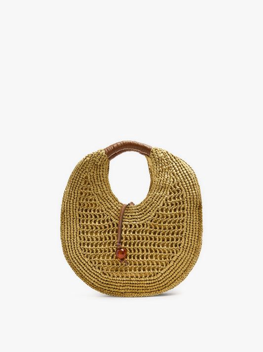 Handbag Rounded With Paper Straw Effect M