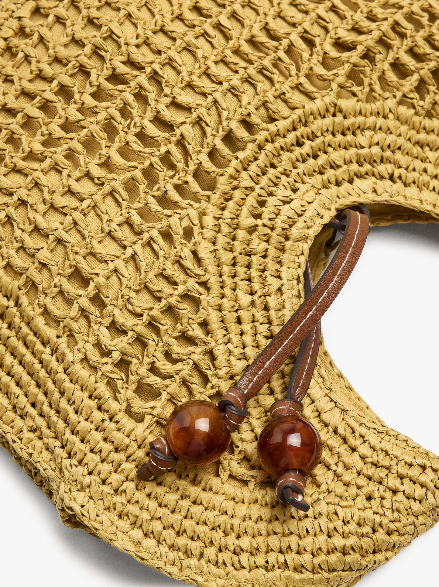 Handbag Rounded With Paper Straw Effect M