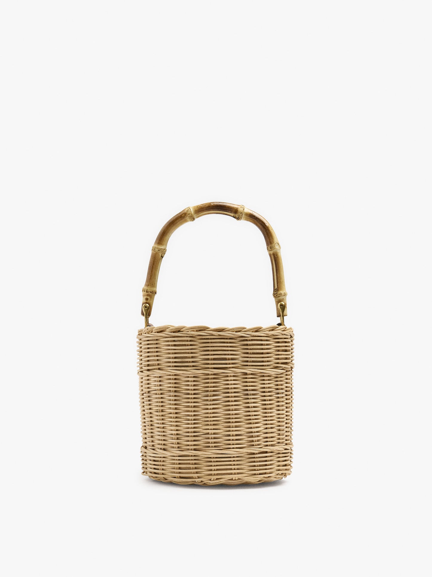 Bucket Bag Of Rattan With Bamboo
