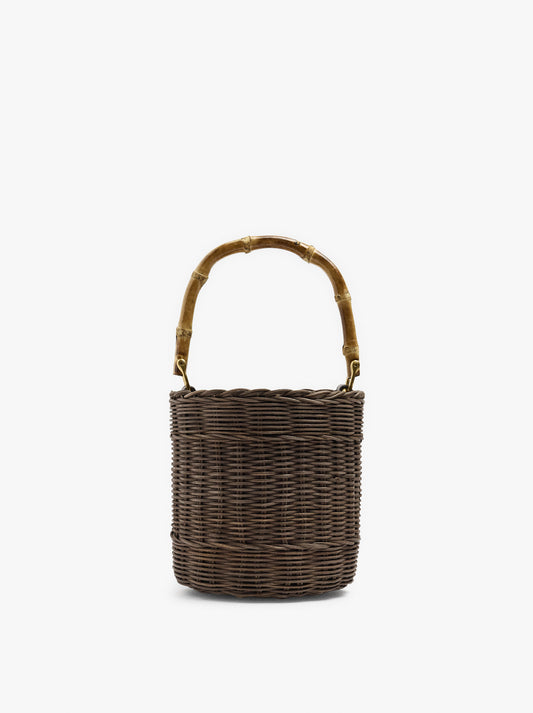 Bucket Bag Of Rattan With Bamboo