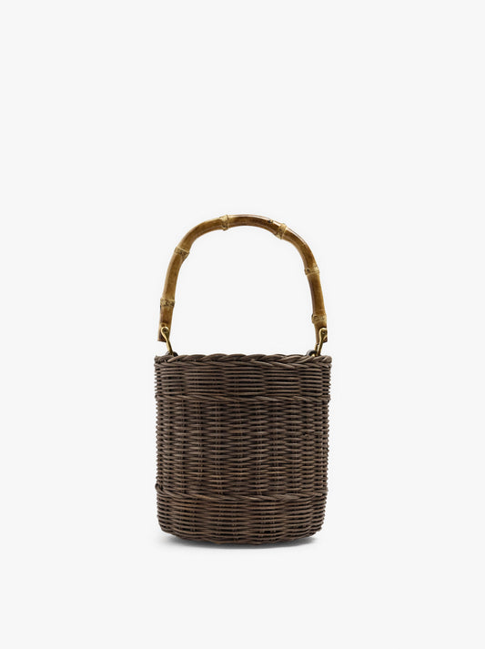 Bucket Bag Of Rattan With Bamboo
