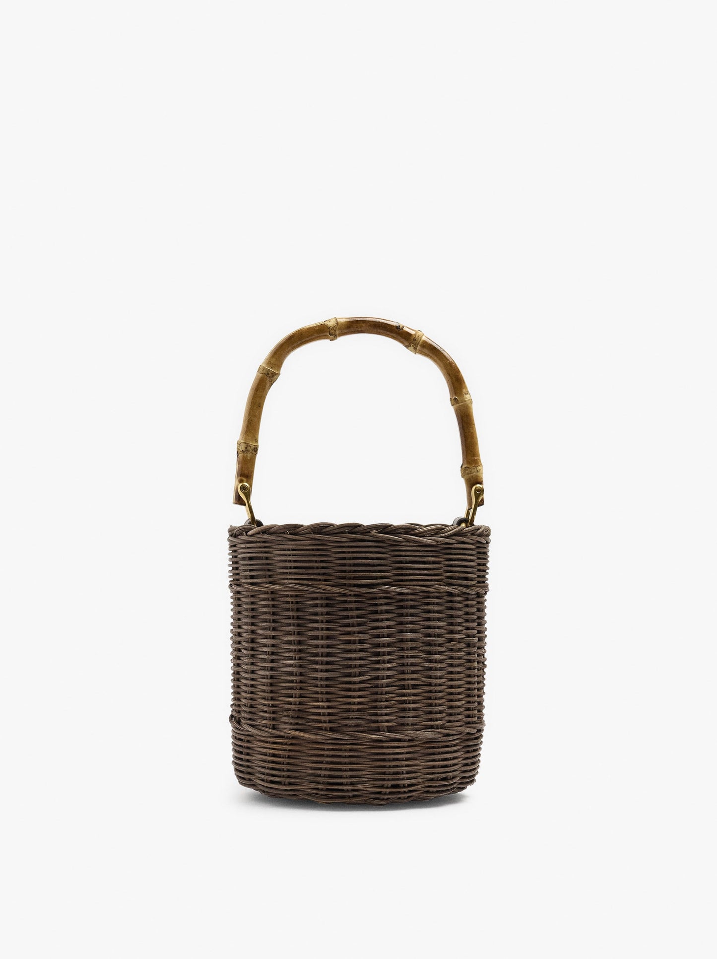 Bucket Bag Of Rattan With Bamboo