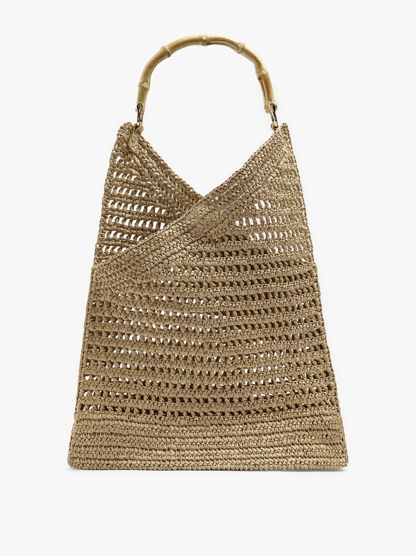 Handbag With Paper Straw Effect With Bamboo