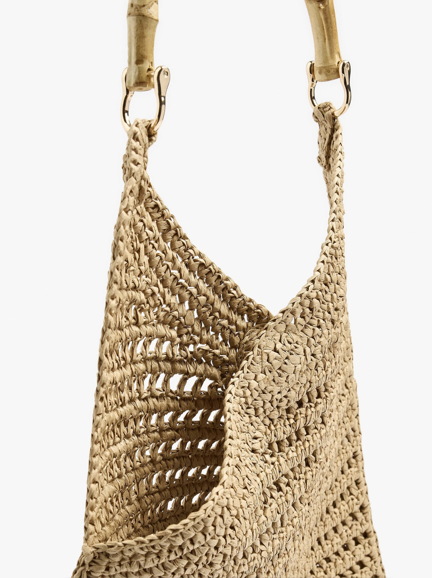 Handbag With Paper Straw Effect With Bamboo