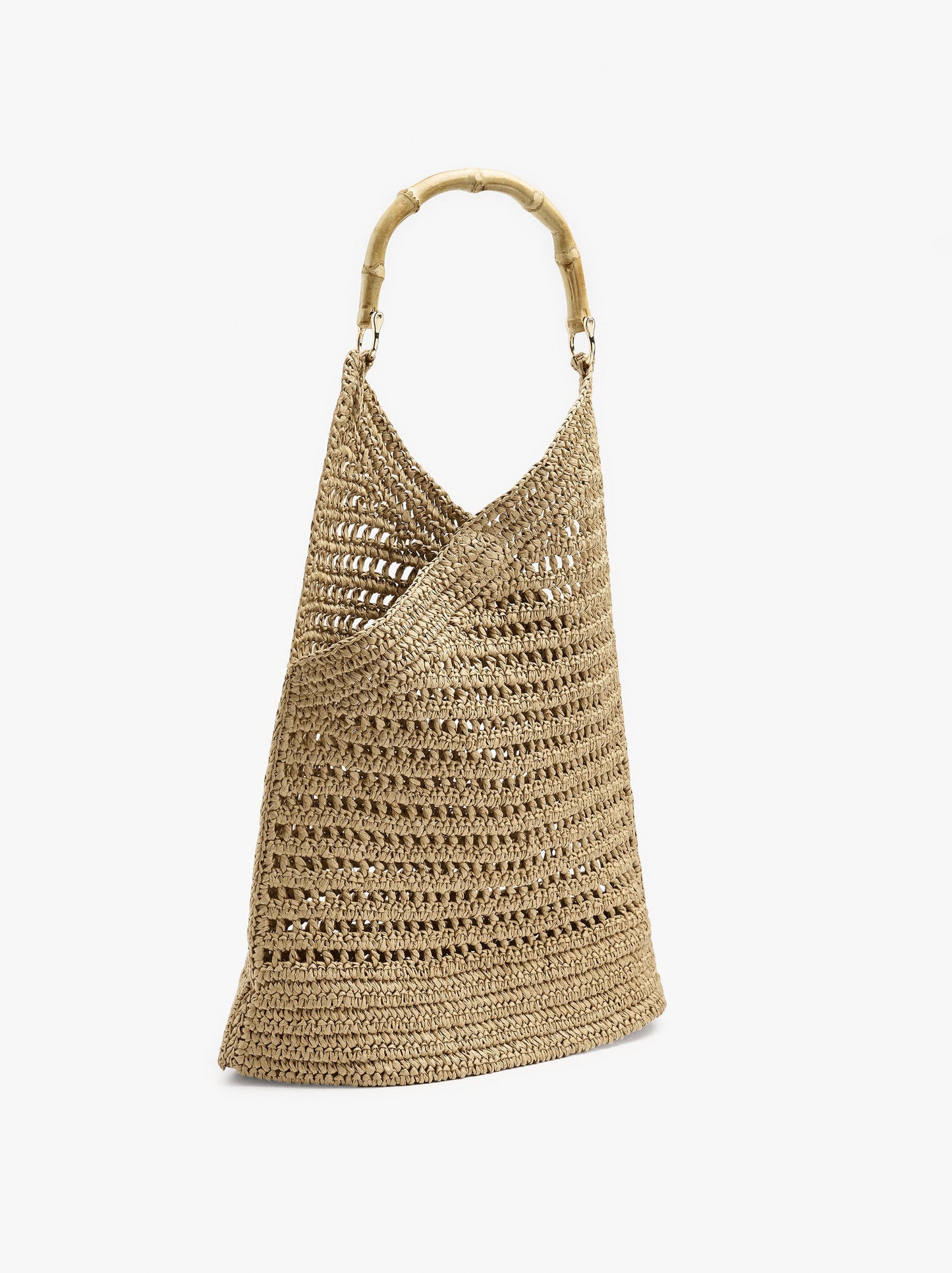 Handbag With Paper Straw Effect With Bamboo