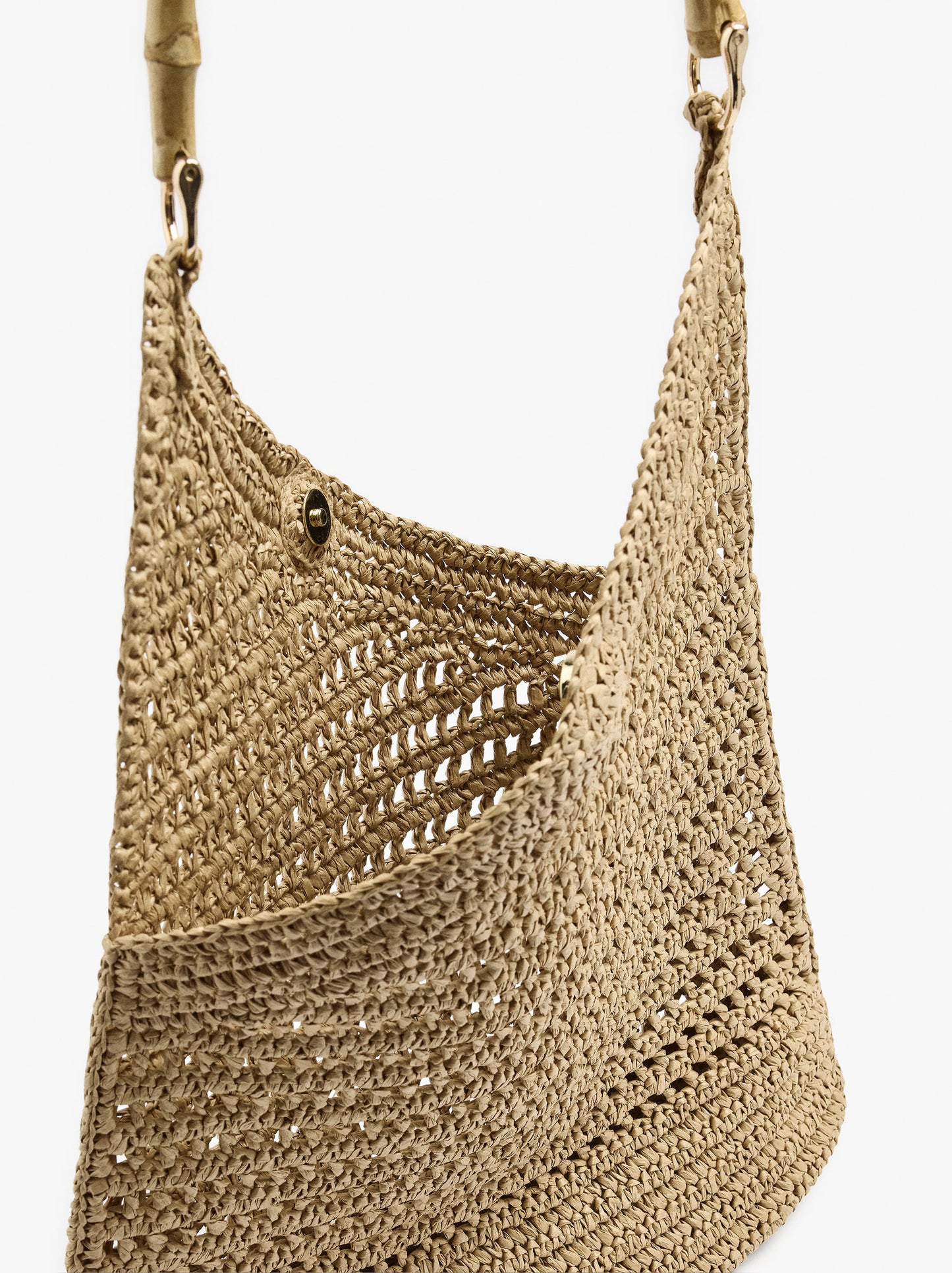 Handbag With Paper Straw Effect With Bamboo