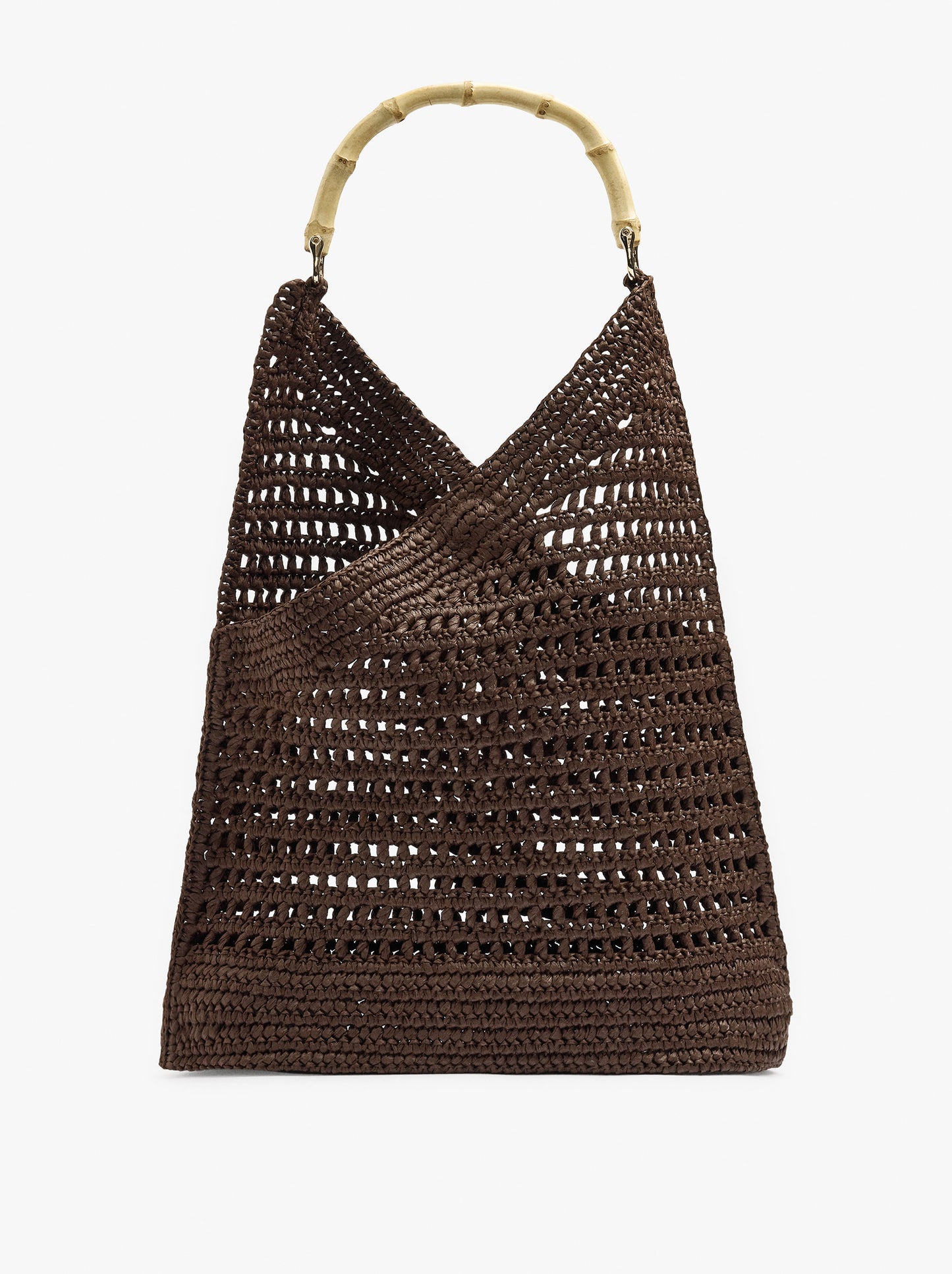 Handbag With Paper Straw Effect With Bamboo