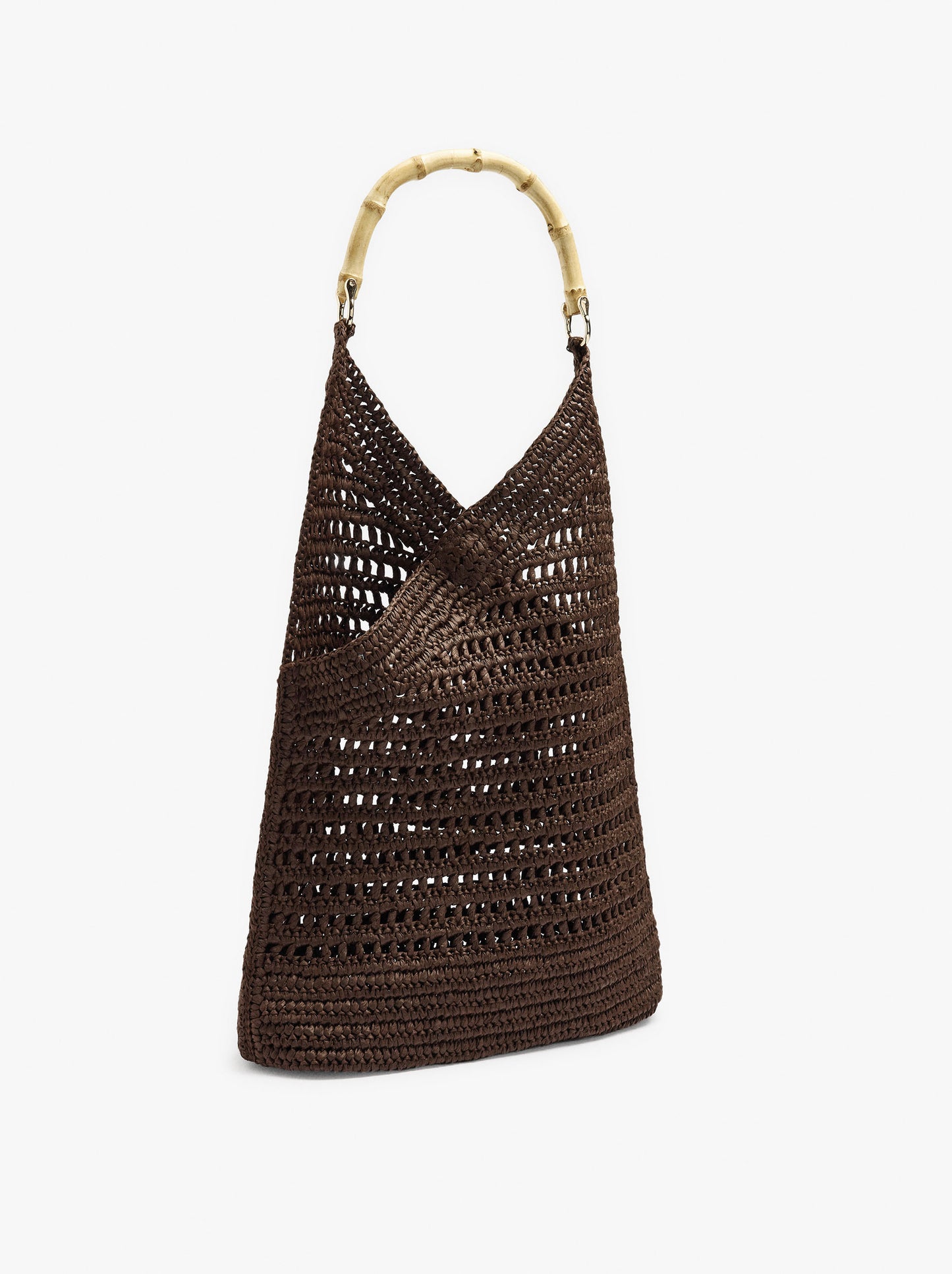 Handbag With Paper Straw Effect With Bamboo