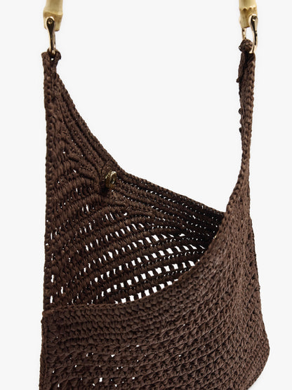 Handbag With Paper Straw Effect With Bamboo