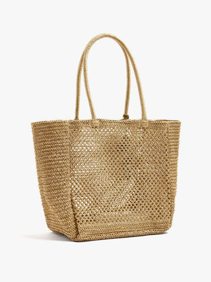 Shopper Bag With Paper Straw Effect With Pendant