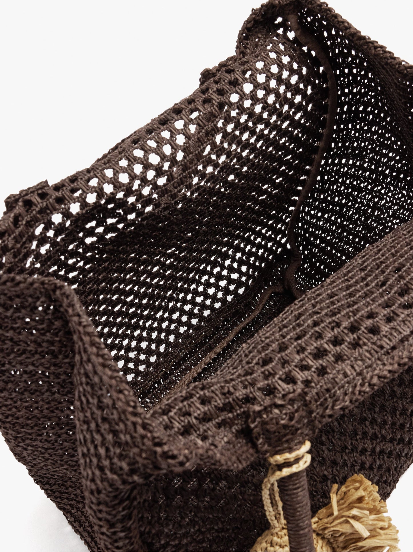 Shopper Bag With Paper Straw Effect With Pendant