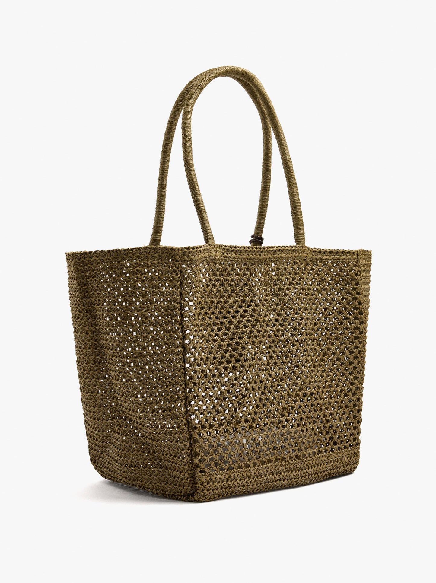 Shopper Bag With Paper Straw Effect With Pendant