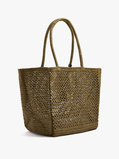 Shopper Bag With Paper Straw Effect With Pendant