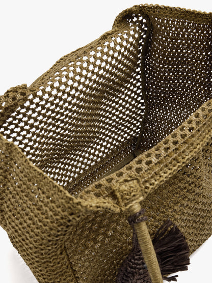 Shopper Bag With Paper Straw Effect With Pendant