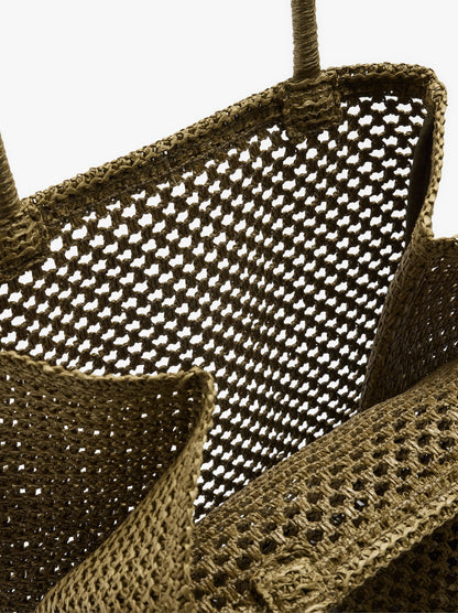 Shopper Bag With Paper Straw Effect With Pendant
