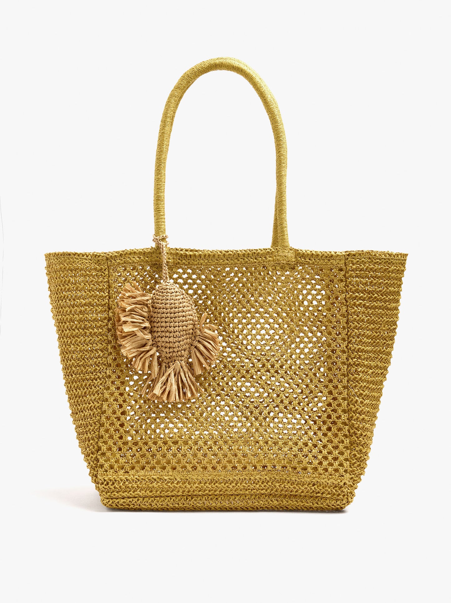 Shopper Bag With Paper Straw Effect With Pendant