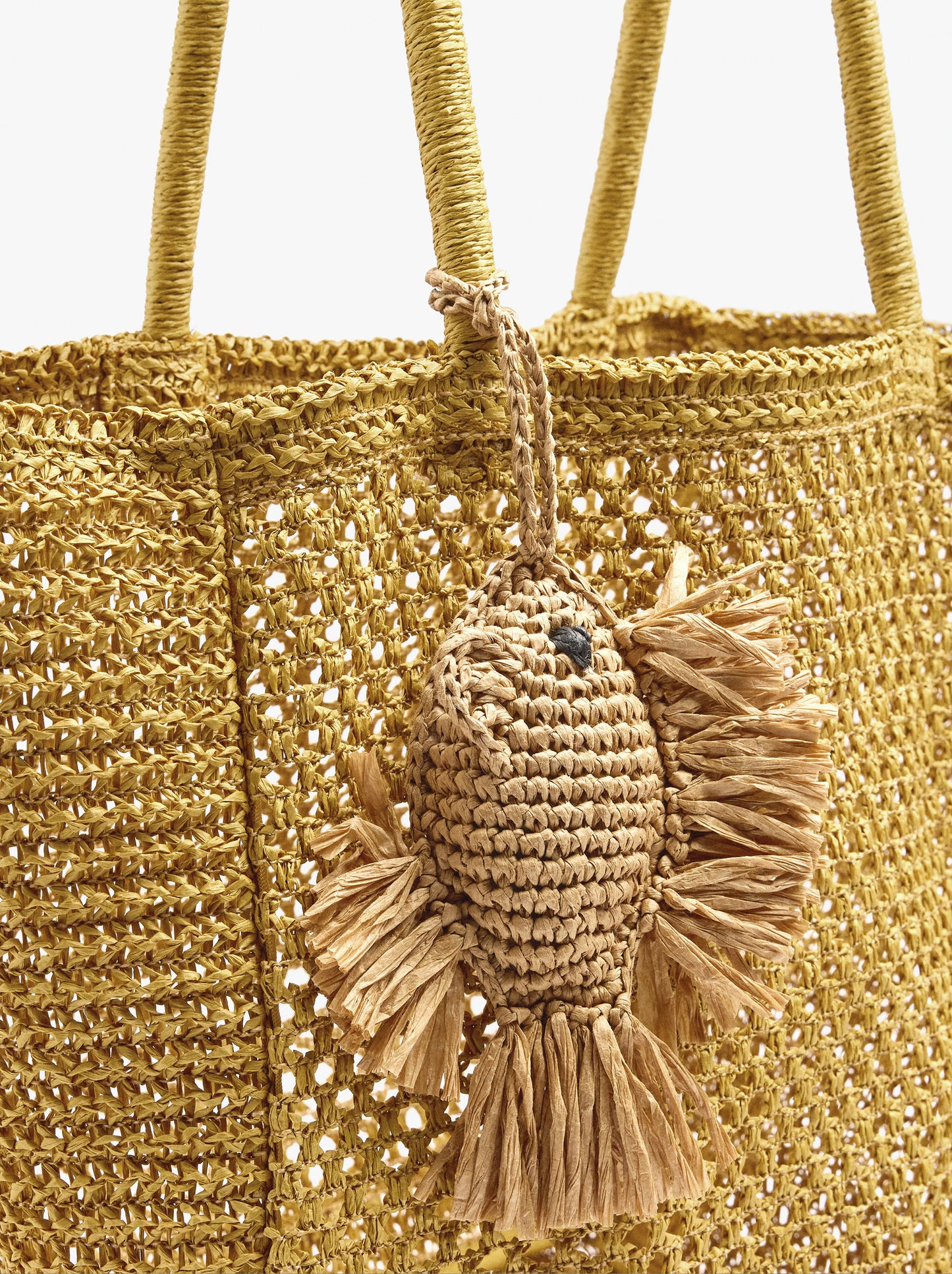 Shopper Bag With Paper Straw Effect With Pendant