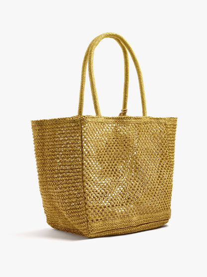 Shopper Bag With Paper Straw Effect With Pendant
