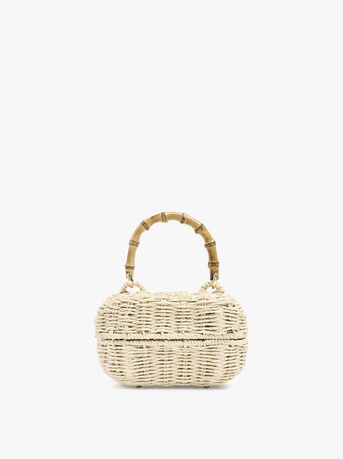 Oval Handbag With Paper Straw Effect