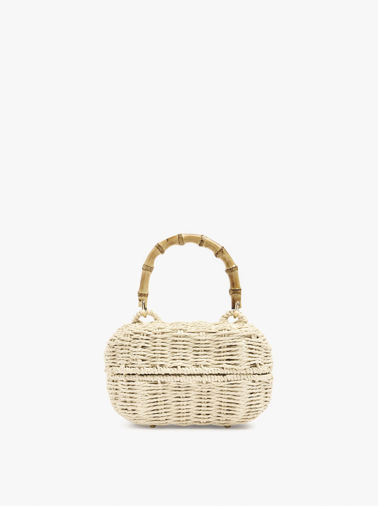 Oval Handbag With Paper Straw Effect