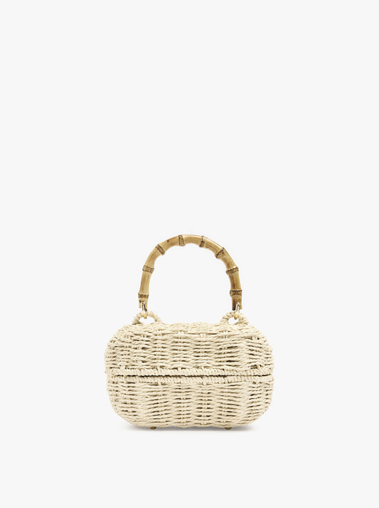 Oval Handbag With Paper Straw Effect
