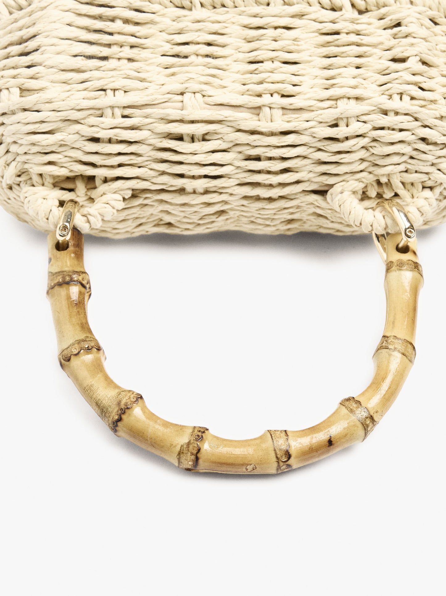 Oval Handbag With Paper Straw Effect