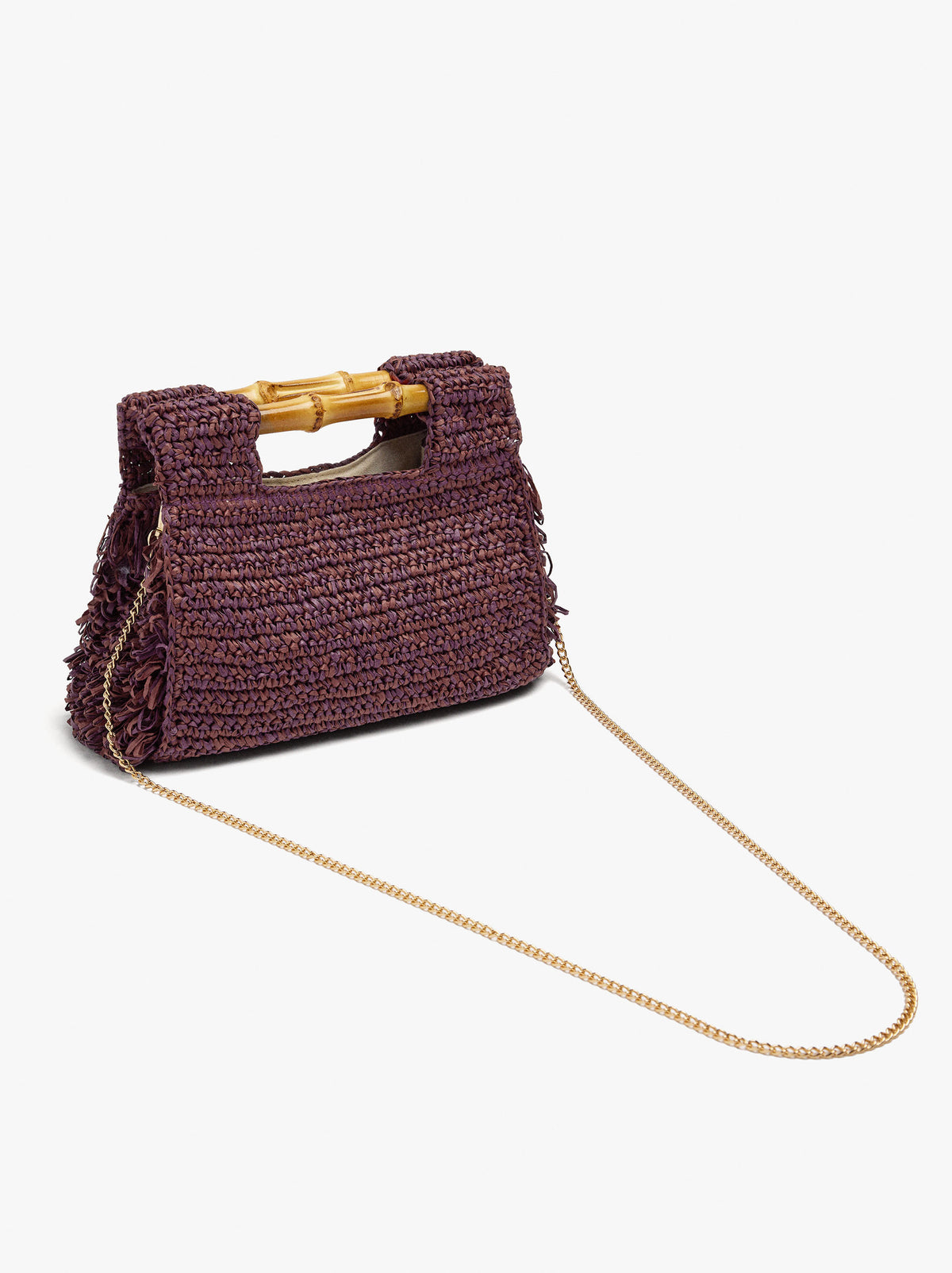 Square Handbag With Paper Straw Effect