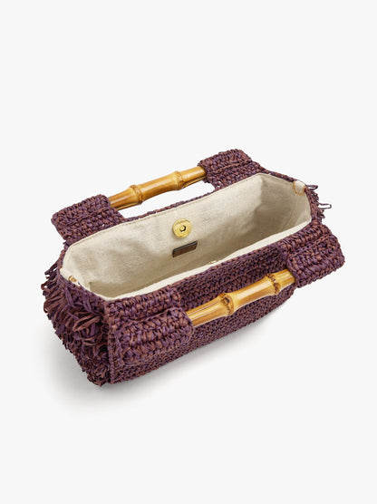 Square Handbag With Paper Straw Effect