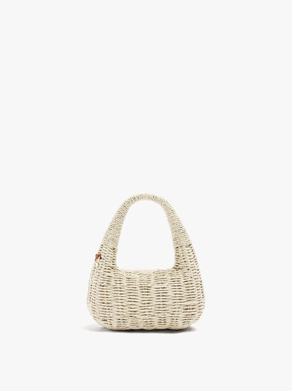 Rigid Handbag With Paper Straw Effect