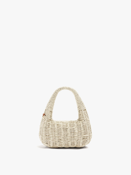 Rigid Handbag With Paper Straw Effect